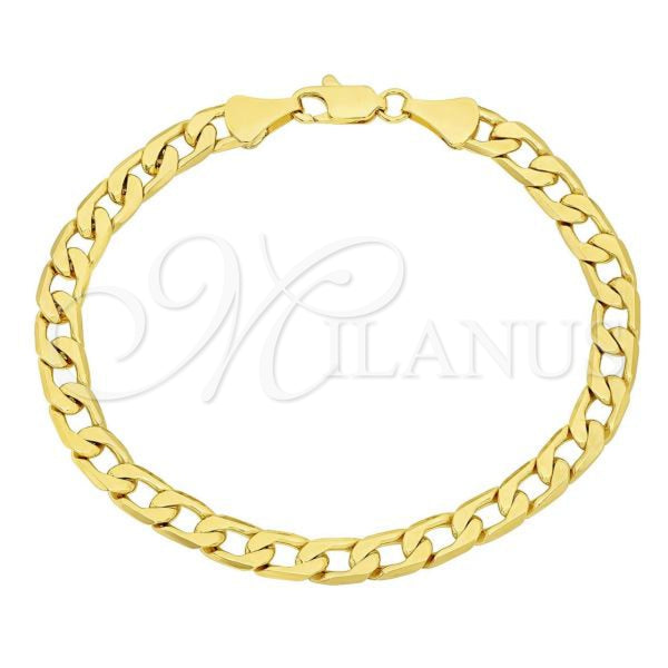 Oro Laminado Basic Bracelet, Gold Filled Style Curb Design, Polished, Golden Finish, 5.222.004.07 (140 Gauge, Thickness, 8 Inches Length)
