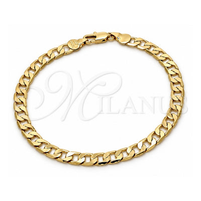 Oro Laminado Basic Bracelet, Gold Filled Style Curb Design, Polished, Golden Finish, 5.222.004.08 (140 Gauge, Thickness, 8 Inches Length)