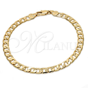 Oro Laminado Basic Bracelet, Gold Filled Style Curb Design, Polished, Golden Finish, 5.222.004.08 (140 Gauge, Thickness, 8 Inches Length)