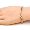Oro Laminado Basic Bracelet, Gold Filled Style Curb Design, Polished, Golden Finish, 5.222.005.07 (120 Gauge, Thickness, 7 Inches Length)