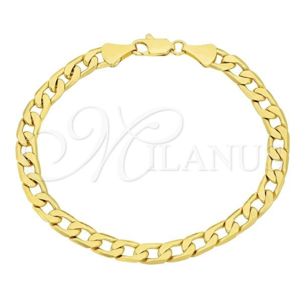 Oro Laminado Basic Bracelet, Gold Filled Style Curb Design, Polished, Golden Finish, 5.222.005.07 (120 Gauge, Thickness, 7 Inches Length)