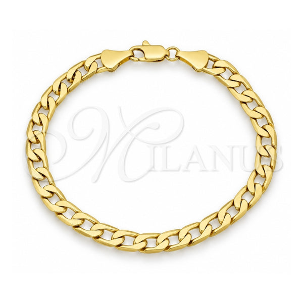 Oro Laminado Basic Bracelet, Gold Filled Style Curb Design, Polished, Golden Finish, 5.222.005.07 (120 Gauge, Thickness, 7 Inches Length)
