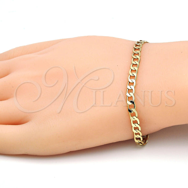 Oro Laminado Basic Bracelet, Gold Filled Style Curb Design, Polished, Golden Finish, 5.222.005.08 (120 Gauge, Thickness, 8 Inches Length)