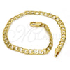 Oro Laminado Basic Bracelet, Gold Filled Style Curb Design, Polished, Golden Finish, 5.222.006.07 (100 Gauge, Thickness, 8 Inches Length)