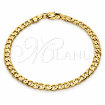 Oro Laminado Basic Bracelet, Gold Filled Style Curb Design, Polished, Golden Finish, 5.222.006.07 (100 Gauge, Thickness, 8 Inches Length)