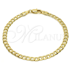 Oro Laminado Basic Bracelet, Gold Filled Style Curb Design, Polished, Golden Finish, 5.222.006.07 (100 Gauge, Thickness, 8 Inches Length)