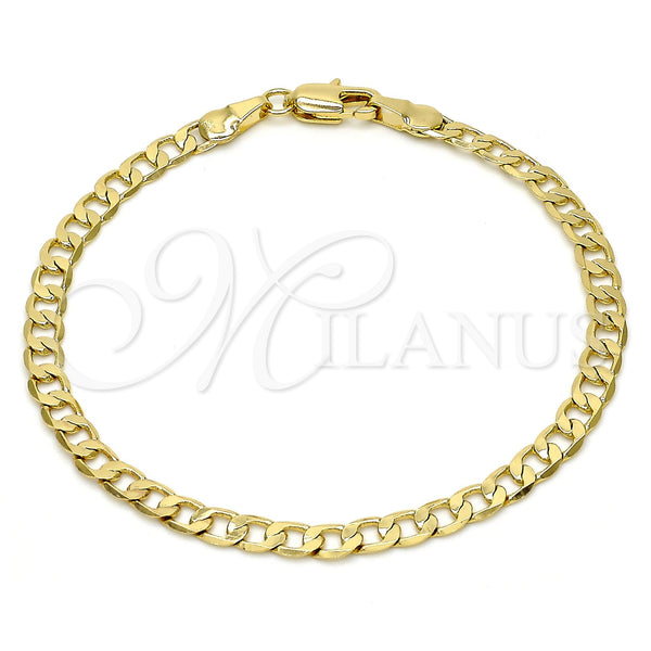 Oro Laminado Basic Bracelet, Gold Filled Style Curb Design, Polished, Golden Finish, 5.222.006.07 (100 Gauge, Thickness, 8 Inches Length)