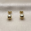 Oro Laminado Stud Earring, Gold Filled Style Ball Design, Polished, Golden Finish, 5.128.012
