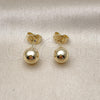 Oro Laminado Stud Earring, Gold Filled Style Ball Design, Polished, Golden Finish, 5.128.012