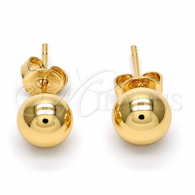 Oro Laminado Stud Earring, Gold Filled Style Ball Design, Polished, Golden Finish, 5.128.012