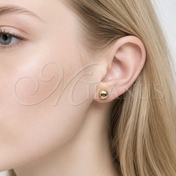 Oro Laminado Stud Earring, Gold Filled Style Ball Design, Polished, Golden Finish, 5.128.012