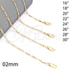 Oro Laminado Basic Necklace, Gold Filled Style Figaro Design, Polished, Golden Finish, 5.222.019.18 (0.50 Gauge, 02 MM Thickness, 18 Inches Length)