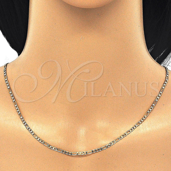 Oro Laminado Basic Necklace, Gold Filled Style Figaro Design, Polished, Golden Finish, 5.222.018.18 (0.60 Gauge, 03 MM Thickness, 18 Inches Length)