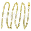Oro Laminado Basic Necklace, Gold Filled Style Figaro Design, Polished, Golden Finish, 5.222.018.18 (0.60 Gauge, 03 MM Thickness, 18 Inches Length)
