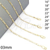 Oro Laminado Basic Necklace, Gold Filled Style Figaro Design, Polished, Golden Finish, 5.222.018.24 (0.60 Gauge, 03 MM Thickness, 24 Inches Length)