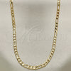 Oro Laminado Basic Necklace, Gold Filled Style Figaro Design, Polished, Golden Finish, 5.222.017.24 (0.80 Gauge, 03 MM Thickness, 24 Inches Length)