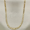 Oro Laminado Basic Necklace, Gold Filled Style Figaro Design, Polished, Golden Finish, 5.222.017.28 (0.80 Gauge, 03 MM Thickness, 28 Inches Length)