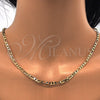 Oro Laminado Basic Necklace, Gold Filled Style Figaro Design, Polished, Golden Finish, 5.222.016.20 (100 Gauge, 04 MM Thickness, 20 Inches Length)