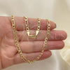 Oro Laminado Basic Necklace, Gold Filled Style Figaro Design, Polished, Golden Finish, 5.222.016.20 (100 Gauge, 04 MM Thickness, 20 Inches Length)