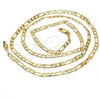 Oro Laminado Basic Necklace, Gold Filled Style Figaro Design, Polished, Golden Finish, 5.222.016.24 (100 Gauge, 04 MM Thickness, 24 Inches Length)