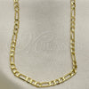 Oro Laminado Basic Necklace, Gold Filled Style Figaro Design, Polished, Golden Finish, 5.222.016.24 (100 Gauge, 04 MM Thickness, 24 Inches Length)