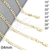 Oro Laminado Basic Necklace, Gold Filled Style Figaro Design, Polished, Golden Finish, 5.222.016.30 (100 Gauge, 04 MM Thickness, 30 Inches Length)