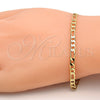 Oro Laminado Basic Bracelet, Gold Filled Style Figaro Design, Polished, Golden Finish, 5.222.016.07 (100 Gauge, 04 MM Thickness, 7 Inches Length)