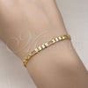 Oro Laminado Basic Bracelet, Gold Filled Style Figaro Design, Polished, Golden Finish, 5.222.016.07 (100 Gauge, 04 MM Thickness, 7 Inches Length)