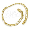 Oro Laminado Basic Bracelet, Gold Filled Style Figaro Design, Polished, Golden Finish, 5.222.016.07 (100 Gauge, 04 MM Thickness, 7 Inches Length)
