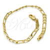 Oro Laminado Basic Bracelet, Gold Filled Style Figaro Design, Polished, Golden Finish, 5.222.016.07 (100 Gauge, 04 MM Thickness, 7 Inches Length)