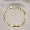 Oro Laminado Basic Bracelet, Gold Filled Style Figaro Design, Polished, Golden Finish, 5.222.016.07 (100 Gauge, 04 MM Thickness, 7 Inches Length)