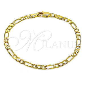 Oro Laminado Basic Bracelet, Gold Filled Style Figaro Design, Polished, Golden Finish, 5.222.016.07 (100 Gauge, 04 MM Thickness, 7 Inches Length)