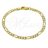 Oro Laminado Basic Bracelet, Gold Filled Style Figaro Design, Polished, Golden Finish, 5.222.016.07 (100 Gauge, 04 MM Thickness, 7 Inches Length)