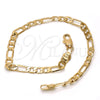 Oro Laminado Basic Bracelet, Gold Filled Style Figaro Design, Polished, Golden Finish, 5.222.015.07 (120 Gauge, 04 MM Thickness, 7 Inches Length)