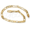 Oro Laminado Basic Bracelet, Gold Filled Style Figaro Design, Polished, Golden Finish, 5.222.015.07 (120 Gauge, 04 MM Thickness, 7 Inches Length)