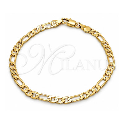 Oro Laminado Basic Bracelet, Gold Filled Style Figaro Design, Polished, Golden Finish, 5.222.015.07 (120 Gauge, 04 MM Thickness, 7 Inches Length)