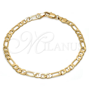 Oro Laminado Basic Bracelet, Gold Filled Style Figaro Design, Polished, Golden Finish, 5.222.015.07 (120 Gauge, 04 MM Thickness, 7 Inches Length)