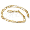 Oro Laminado Basic Bracelet, Gold Filled Style Figaro Design, Polished, Golden Finish, 5.222.015.08 (120 Gauge, 04 MM Thickness, 8 Inches Length)