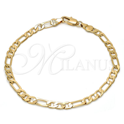 Oro Laminado Basic Bracelet, Gold Filled Style Figaro Design, Polished, Golden Finish, 5.222.015.08 (120 Gauge for wholesale, main product view
