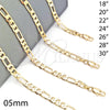Oro Laminado Basic Necklace, Gold Filled Style Figaro Design, Polished, Golden Finish, 5.222.014.28 (140 Gauge, 05 MM Thickness, 28 Inches Length)