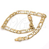 Oro Laminado Basic Bracelet, Gold Filled Style Figaro Design, Polished, Golden Finish, 5.222.014.07 (140 Gauge, Thickness, 8 Inches Length)
