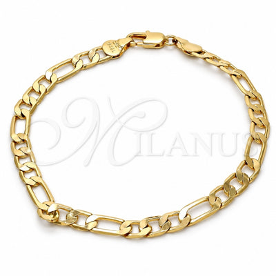 Oro Laminado Basic Bracelet, Gold Filled Style Figaro Design, Polished, Golden Finish, 5.222.014.07 (140 Gauge, Thickness, 8 Inches Length)