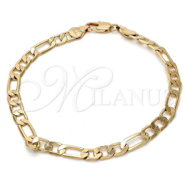 Oro Laminado Basic Bracelet, Gold Filled Style Figaro Design, Polished, Golden Finish, 5.222.014.07 (140 Gauge, Thickness, 8 Inches Length)