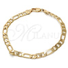 Oro Laminado Basic Bracelet, Gold Filled Style Figaro Design, Polished, Golden Finish, 5.222.014.07 (140 Gauge, Thickness, 8 Inches Length)
