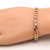 Oro Laminado Basic Bracelet, Gold Filled Style Figaro Design, Polished, Golden Finish, 5.222.014.08 (140 Gauge, Thickness, 8 Inches Length)