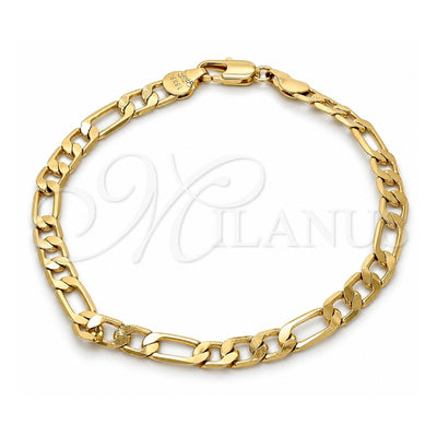 Oro Laminado Basic Bracelet, Gold Filled Style Figaro Design, Polished, Golden Finish, 5.222.014.08 (140 Gauge, Thickness, 8 Inches Length)
