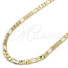 Oro Laminado Basic Necklace, Gold Filled Style Figaro Design, Polished, Golden Finish, 5.222.013.30 (160 Gauge, 06 MM Thickness, 30 Inches Length)