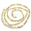 Oro Laminado Basic Necklace, Gold Filled Style Figaro Design, Polished, Golden Finish, 5.222.013.30 (160 Gauge, 06 MM Thickness, 30 Inches Length)