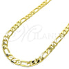 Oro Laminado Basic Necklace, Gold Filled Style Figaro Design, Polished, Golden Finish, 5.222.012.30 (180 Gauge, 07 MM Thickness, 30 Inches Length)