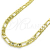 Oro Laminado Basic Necklace, Gold Filled Style Figaro Design, Polished, Golden Finish, 5.222.011.28 (200 Gauge, 08 MM Thickness, 28 Inches Length)